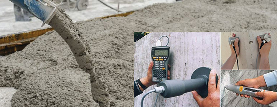 Non destructive testing for determining the strength of concrete