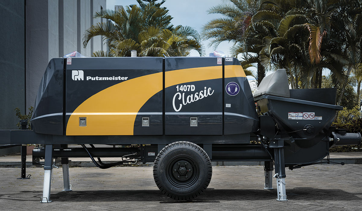 Putzmeister’s newest product, the BSA 1407 D Classic Stationary Concrete Pump