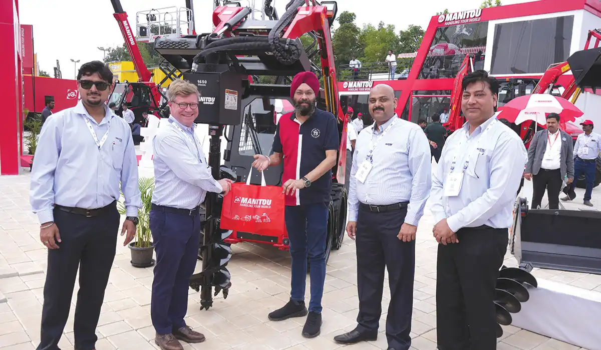 Manitou Group showcased its backhoe loader, telehandler, and skid steer loader