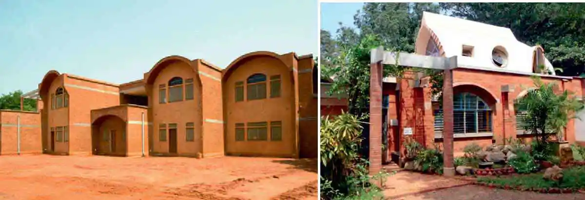 Buildings made from compressed earth blocks (CEB) (Auroville’s Case study).
