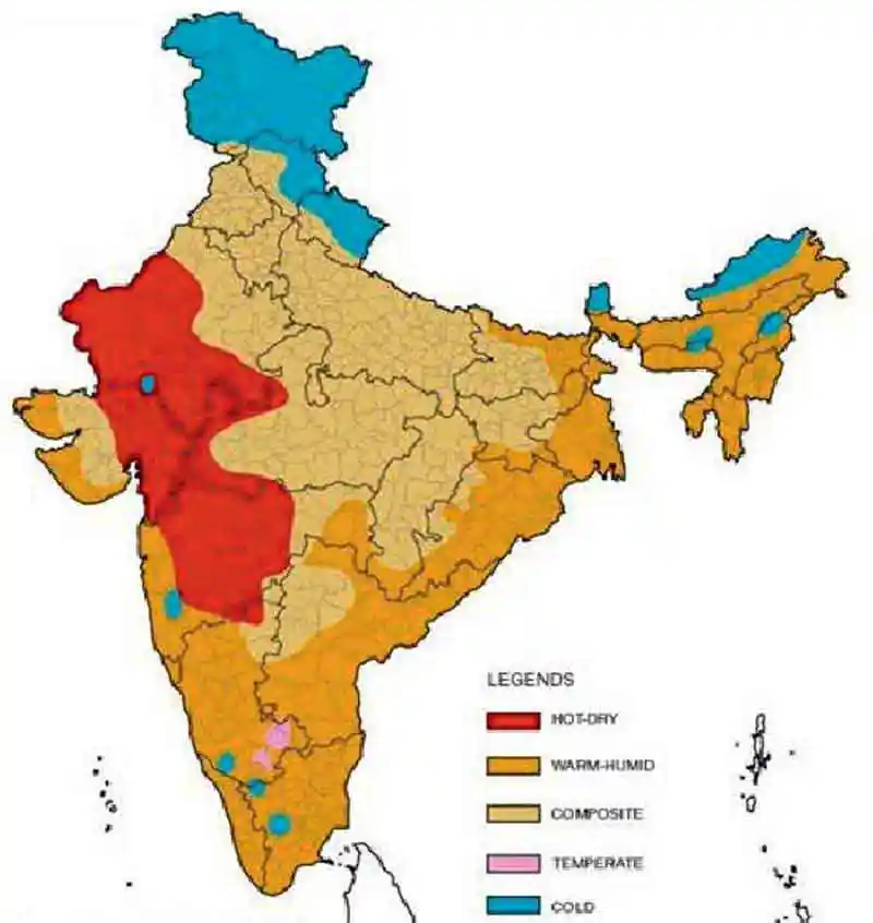 Classification of climate zones in India (NBC 2016)