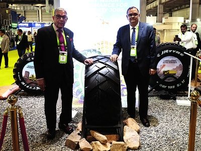 JK Tyre representatives with new off-the-road tyres