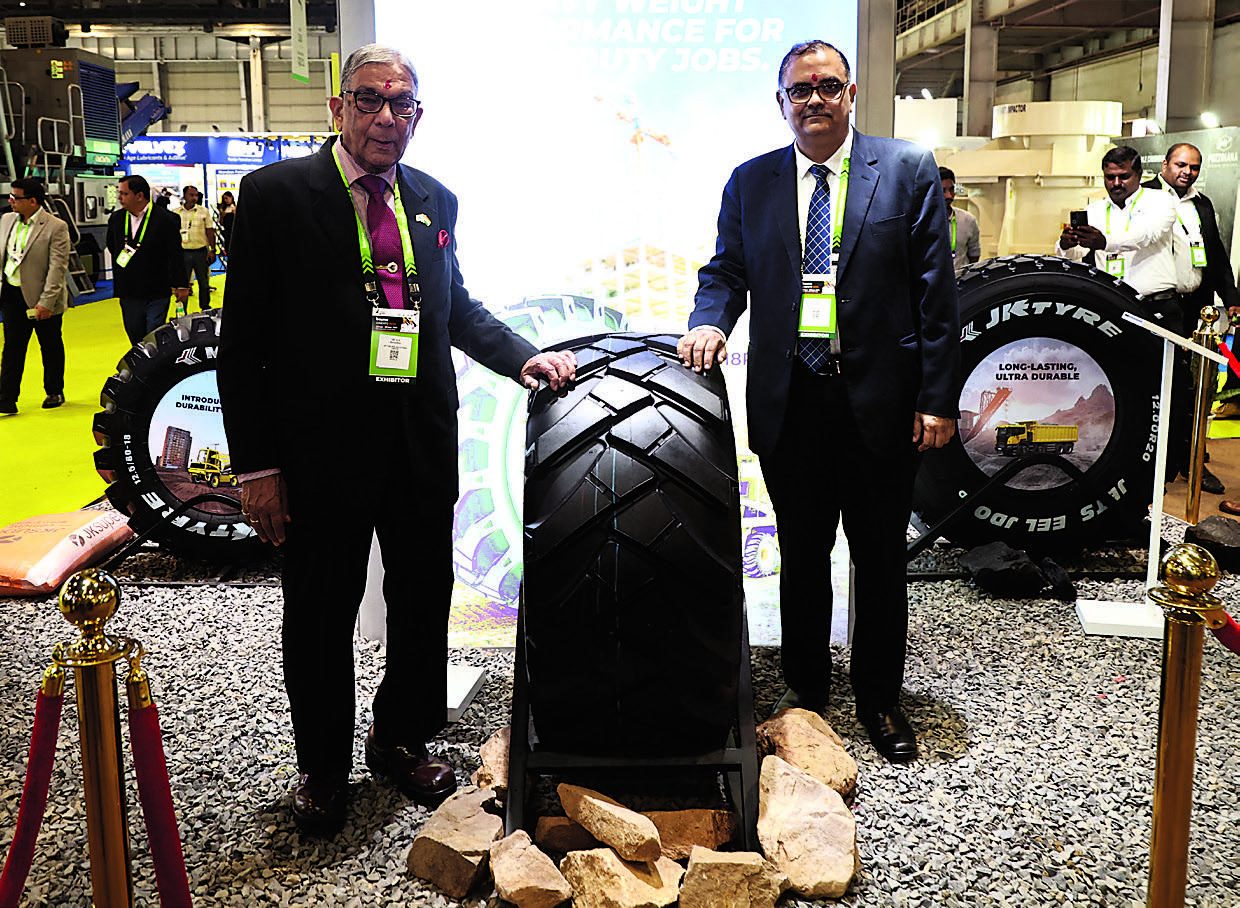 JK Tyre representatives with new off-the-road tyres