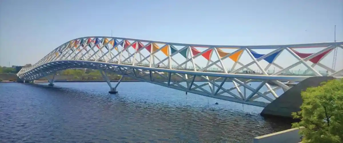 the Atal Pedestrian Bridge over River Sabarmati, Ahmedabad