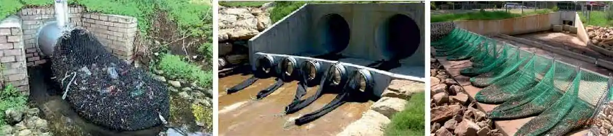 Figure 18: Garbage collection bags/nets on culverts 
(Source: https://stormwatersystems.com/stormx-netting-trash-trap/)