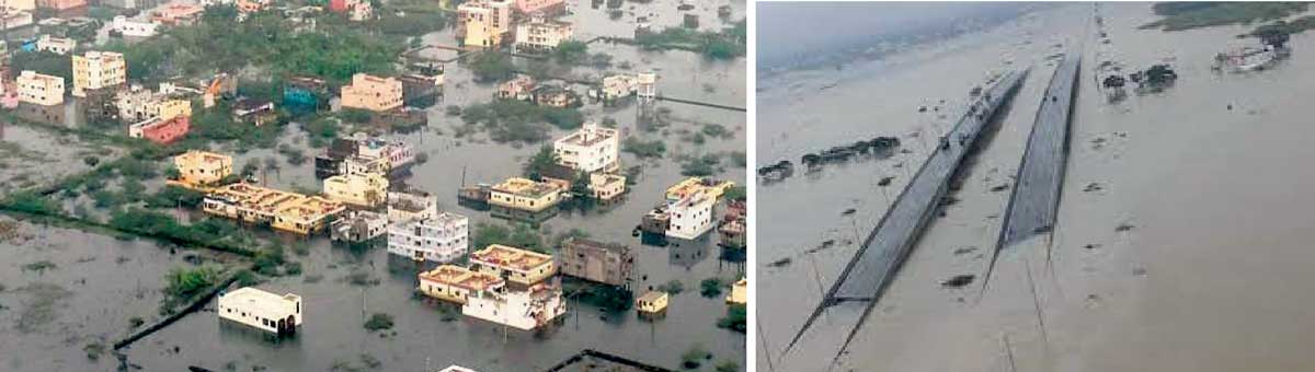 Figure 2: 2015 Flood in Chennai City (whole city and roads were inundated)