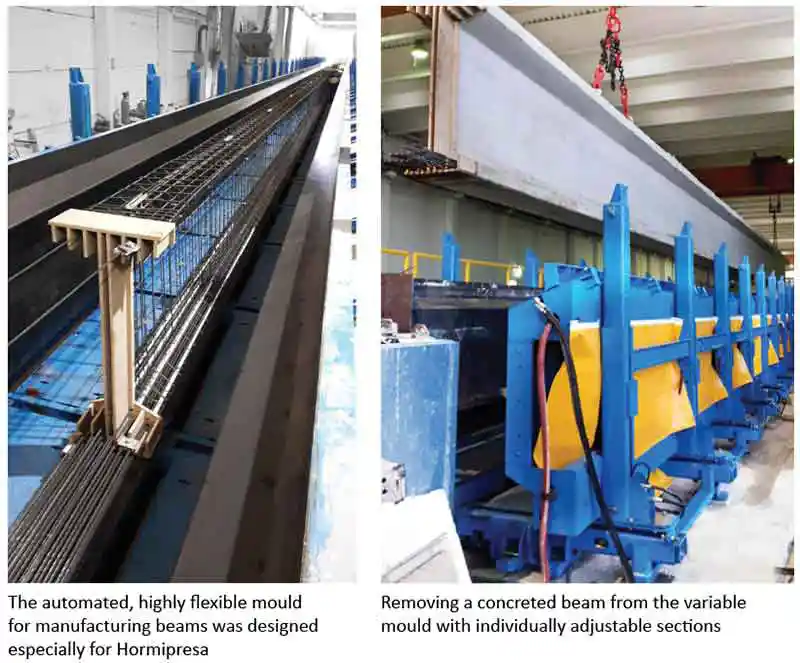 The automated, highly flexible mould for manufacturing beams was designed especially for Hormipresa
