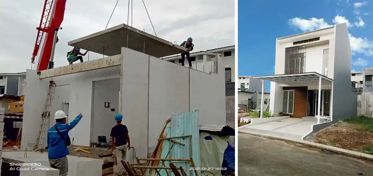 Modernland subsidiary building earthquake safe houses in Indonesia using precast concrete elements