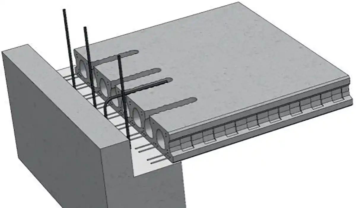 Pre-stressed concrete hollow core slabs used for building floors