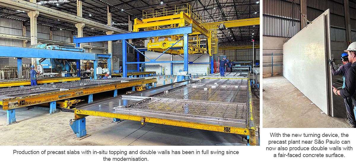 Precast slab production and double wall turning device