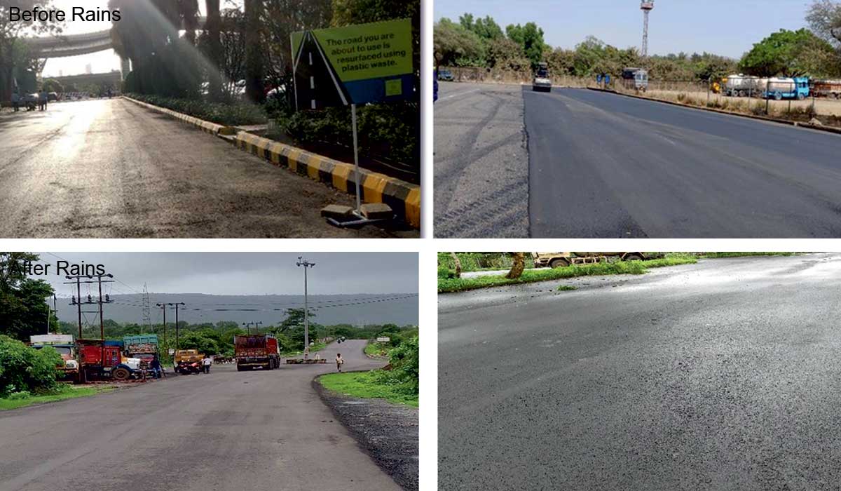 Roads constructed using waste plastic