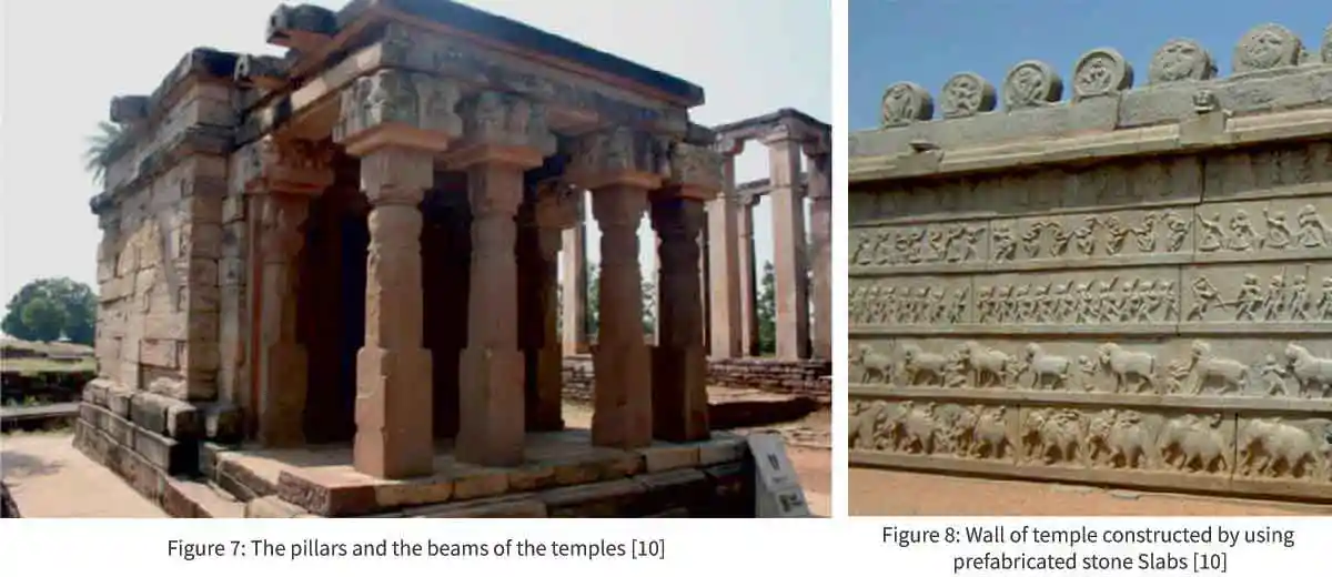 The pillars and the beams of the temples