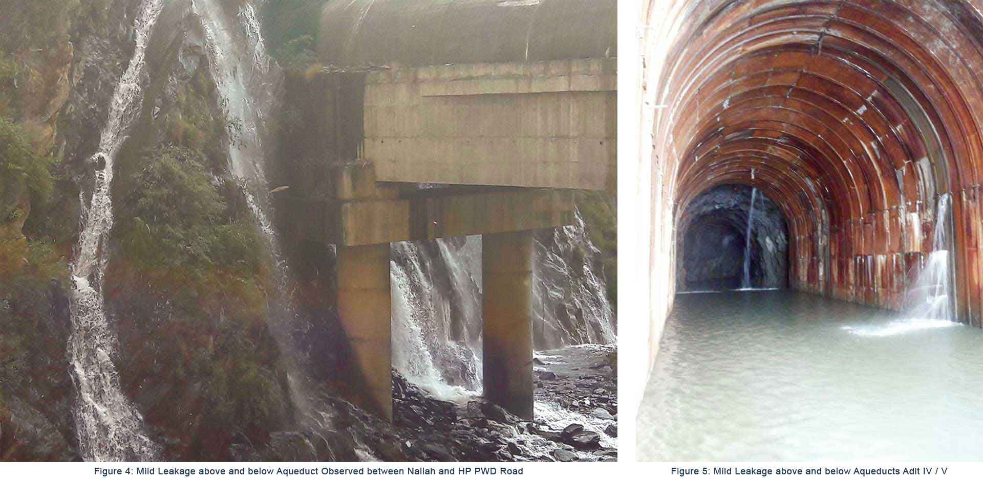 Mild Leakage above and below Aqueduct Observed between Nallah and HP PWD Road