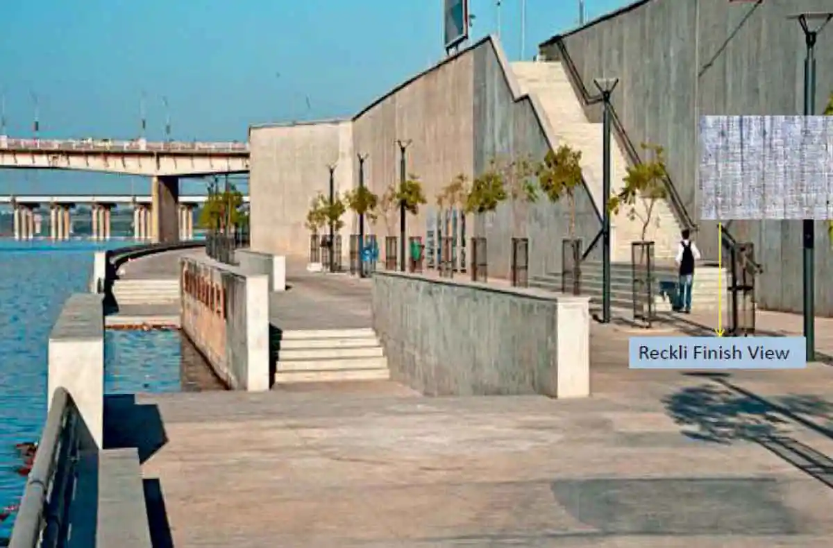 Sabarmati Riverfront with Reckli finished Retaining Wall