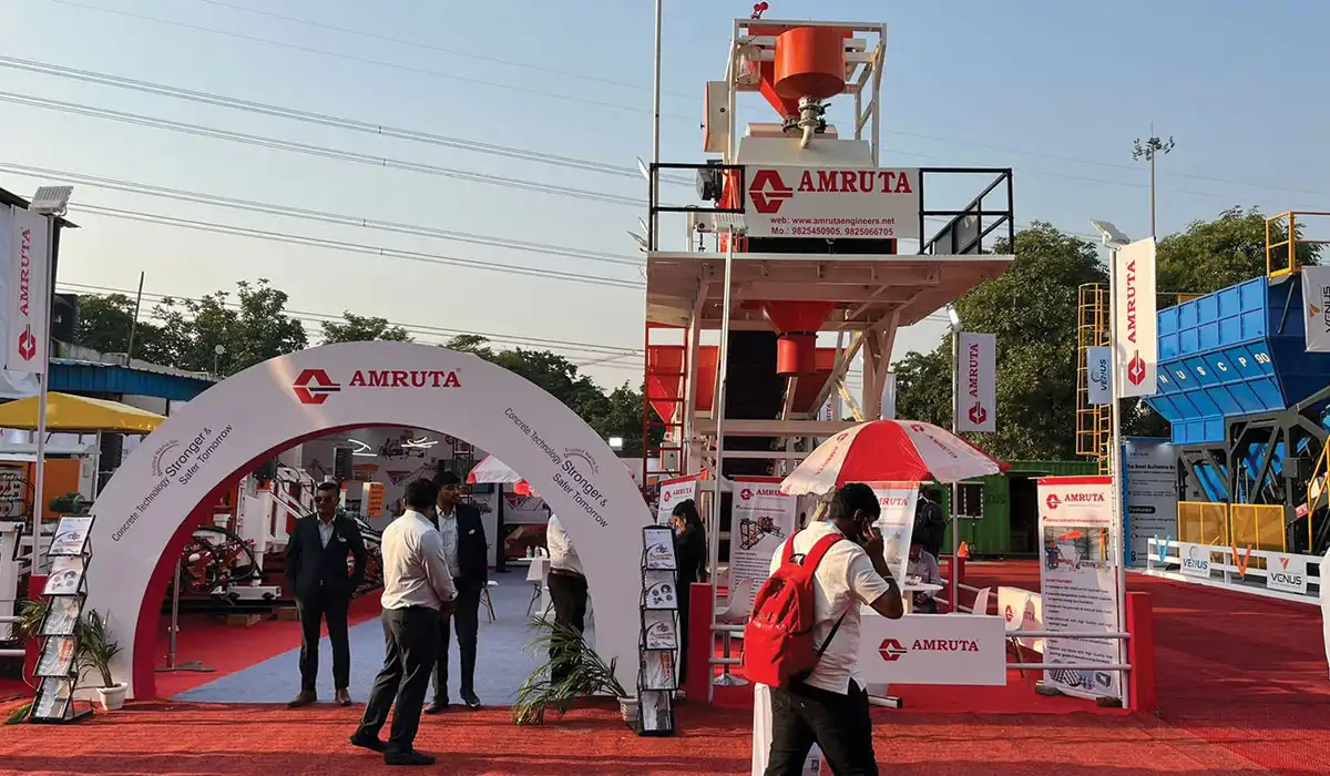 Amruta Infratech displayed its stationary concrete batching plant
