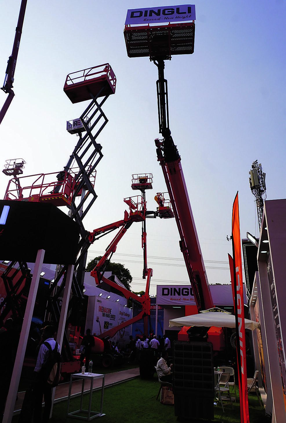Dingli scissor lifts and boom lifts on display