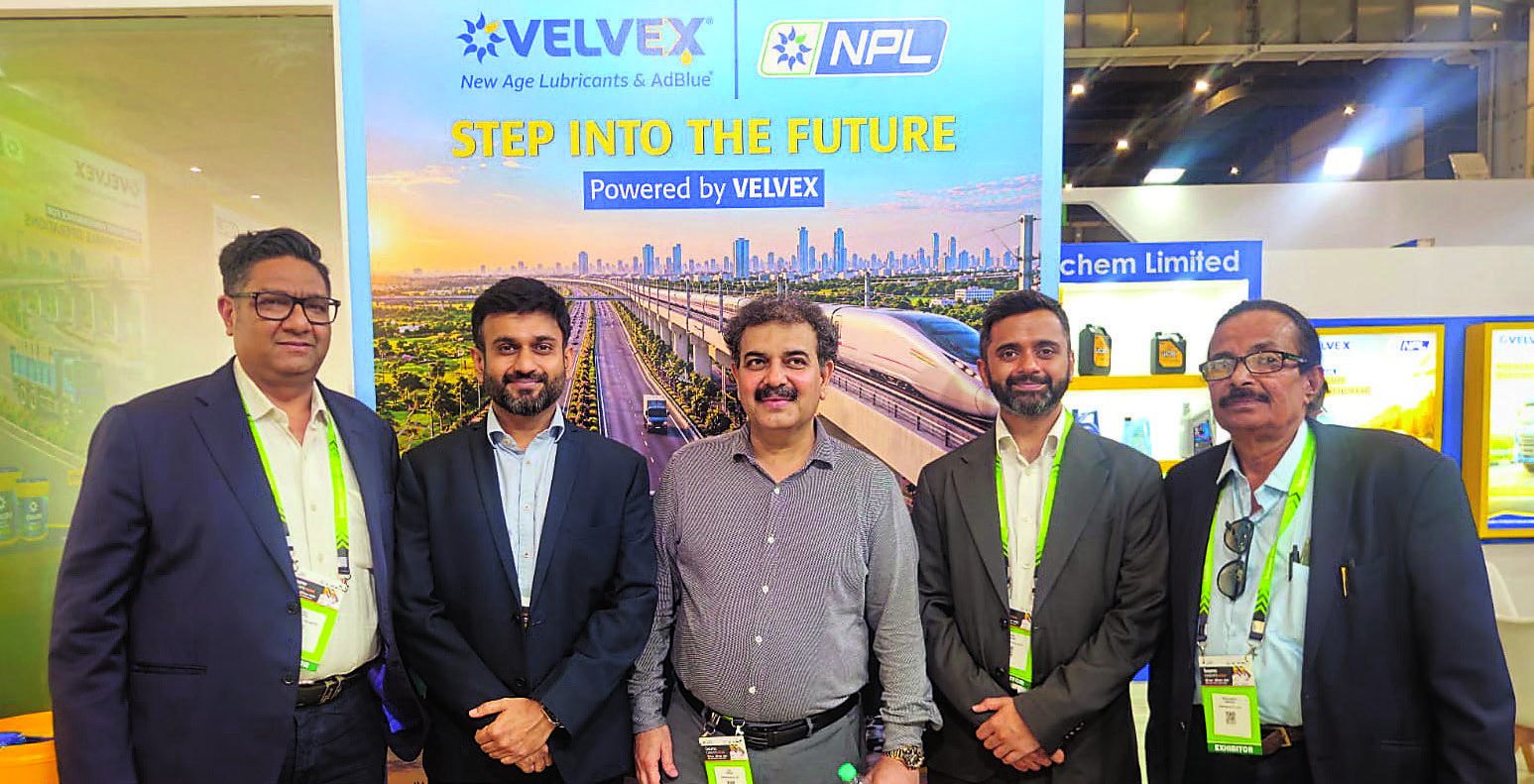 Nandan Petrochem and NBM Media representatives at the Velvex booth