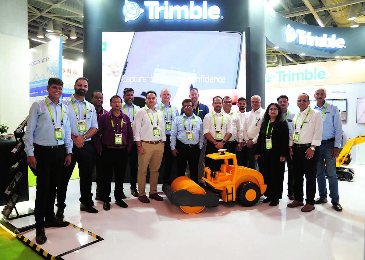 Trimble team and visitors at the bauma CONEXPO INDIA stand
