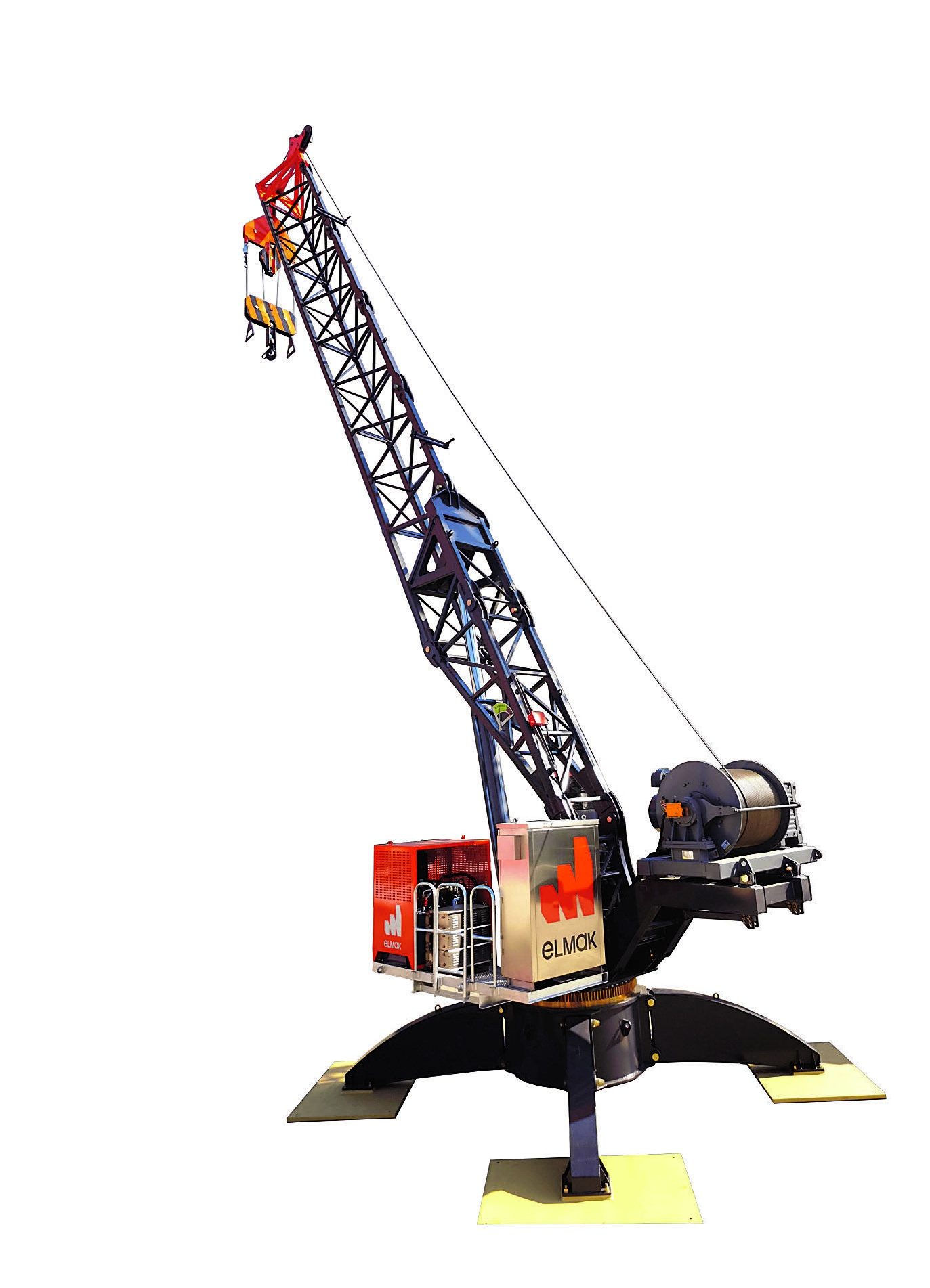 Complete ELMAK derrick crane reassembled from original PDF image tiles