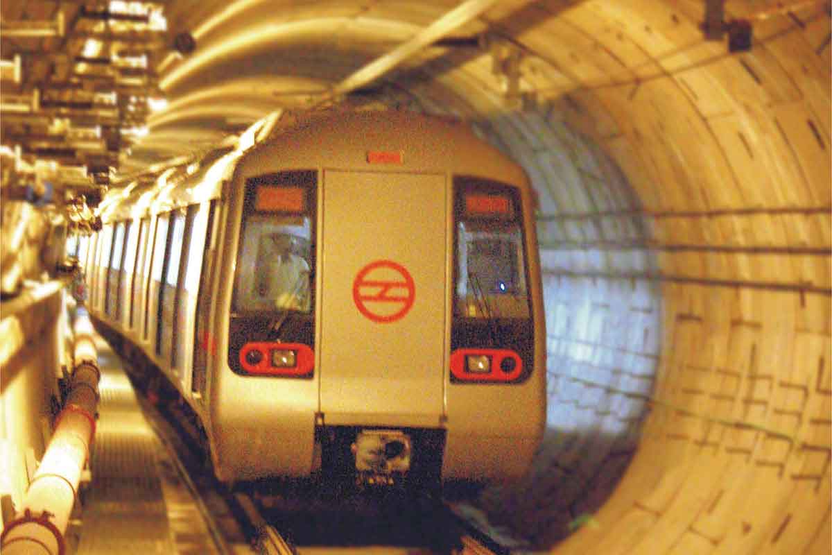 Metro Train Passing Through Tunnel