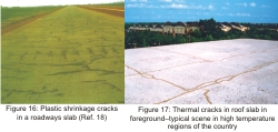 Plastic shrinkage cracks in a roadways slabs
