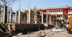 Stationary Concrete Pump BSA 702D Working on Site