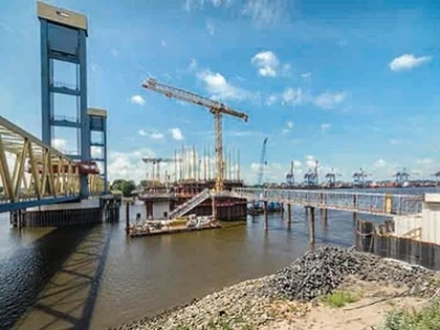 Inverted construction of bridge piers 